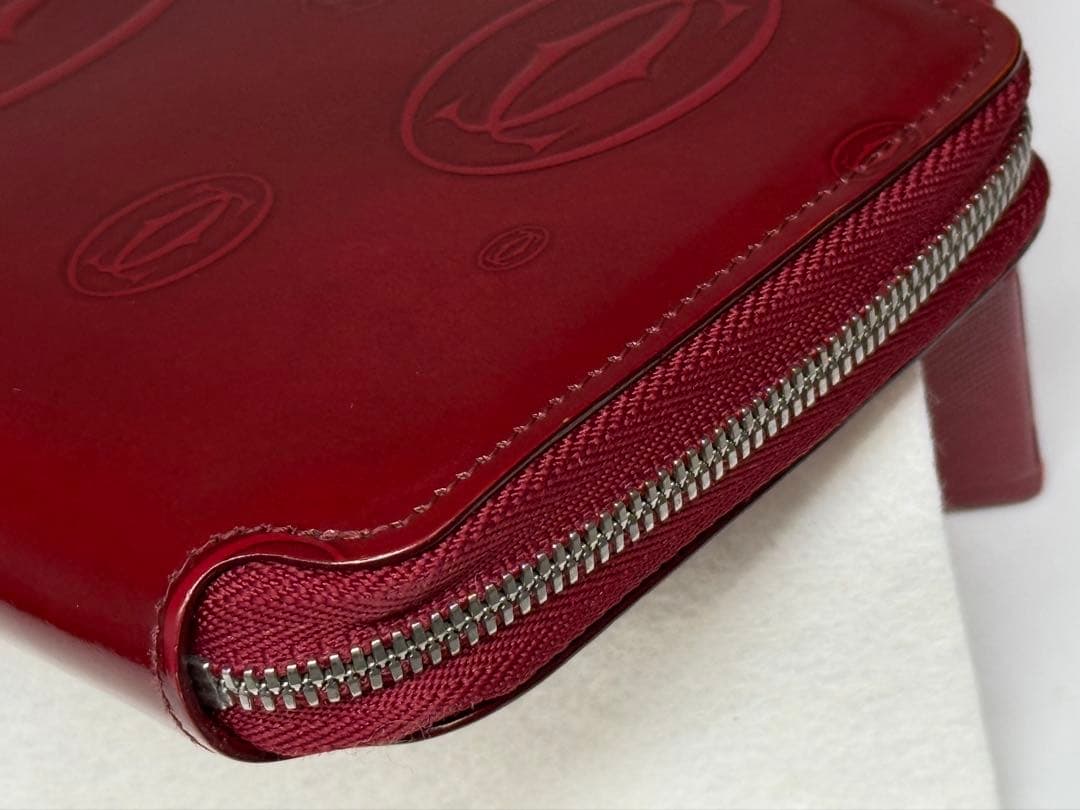 美品！カルティエ　ハッピーバースデー　ラウンドファスナー長財布　ボルドー