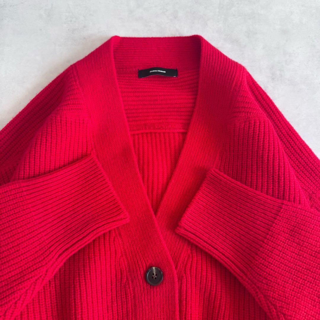 美品▲ジャーナルスタンダード ニット カーディガン ウール レッド 赤