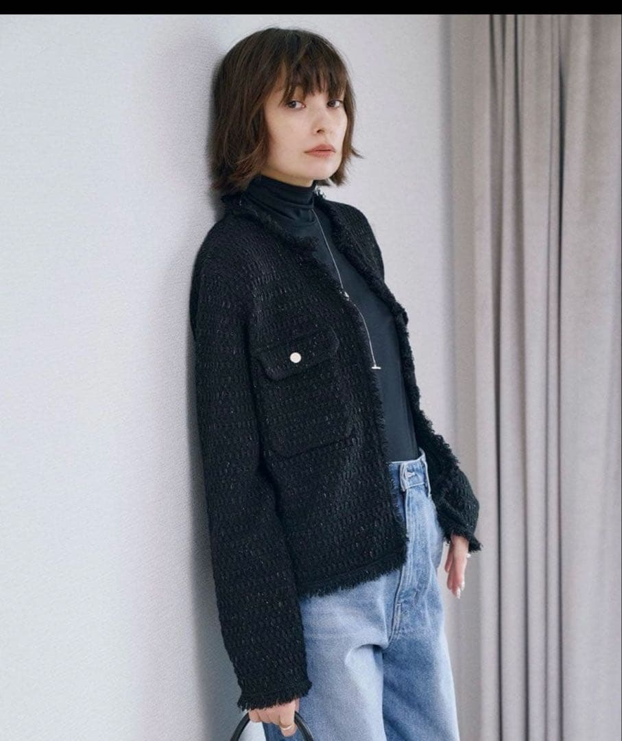 ICB ノーカラージャケット サイズS ブラック