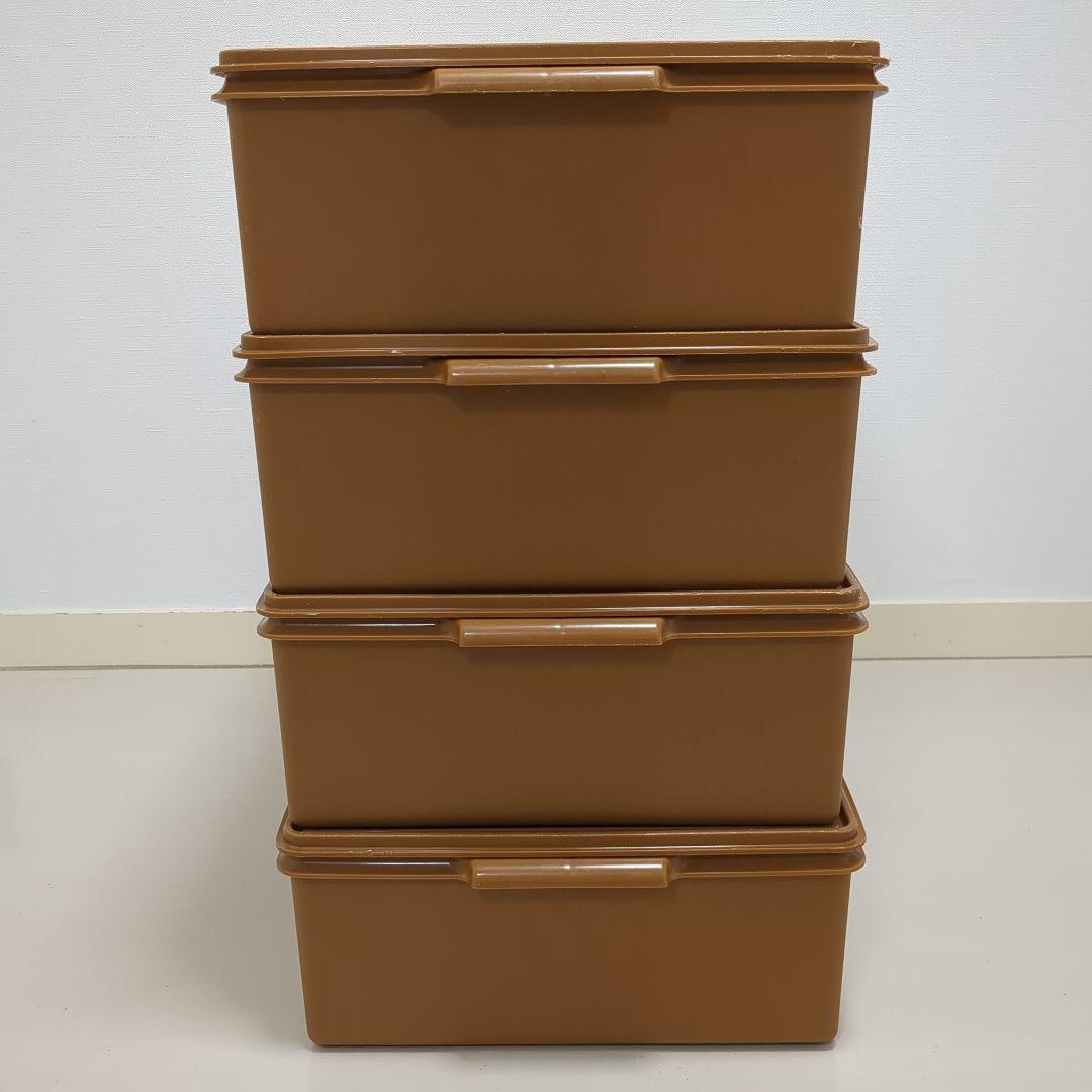 【4個セット】タッパーウェア　ロングスーパーケース　ブラウン　人気色