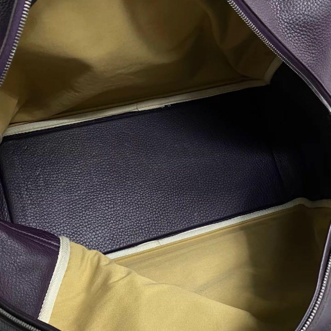 エルメス プリュム　45 パープル　紫　A 刻印　ボストン　バッグ