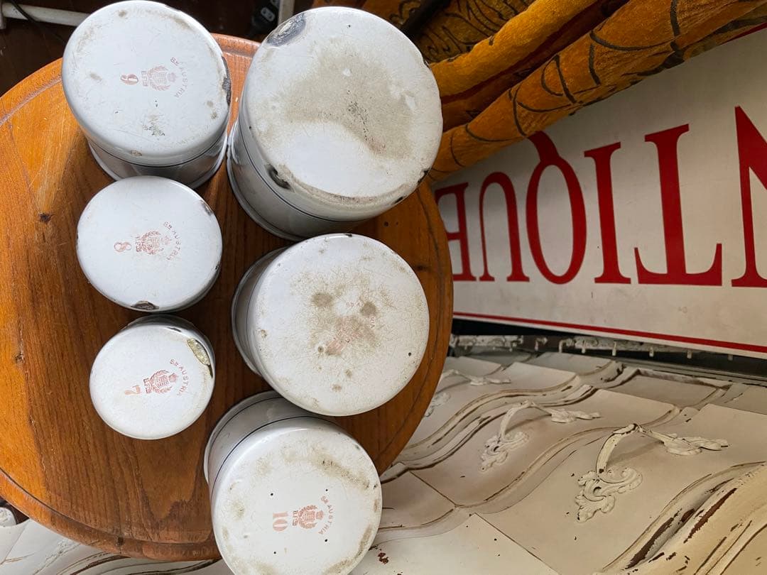 フランス　アンティーク　ホーロー　キャニスター　BF社BB社　ブルー　100年