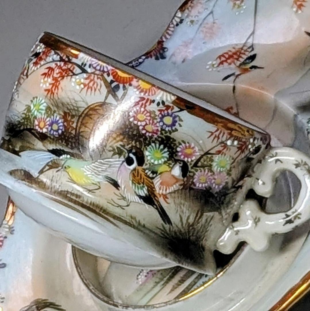 オールドニッポン スナックセット カップ＆ソーサー 　エッグシェル　白釉盛上