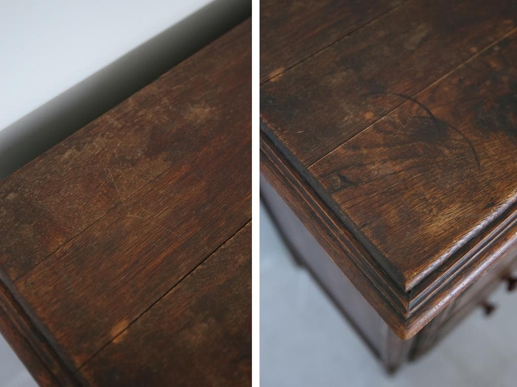 フランスアンティーク猫脚3杯ドロワー/木製チェスト/タンス/飾り棚(90-47)