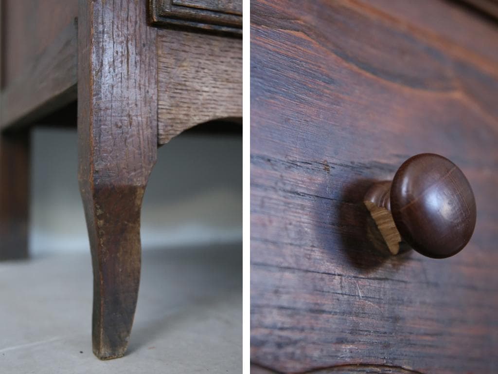 フランスアンティーク猫脚3杯ドロワー/木製チェスト/タンス/飾り棚(90-47)