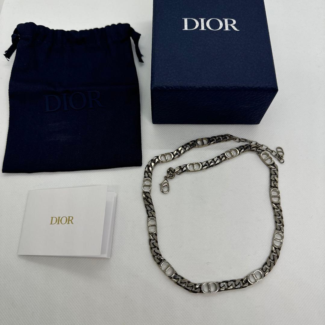 クリスチャンディオール　Dior ネックレス　喜平チェーン　CDロゴ　シルバー