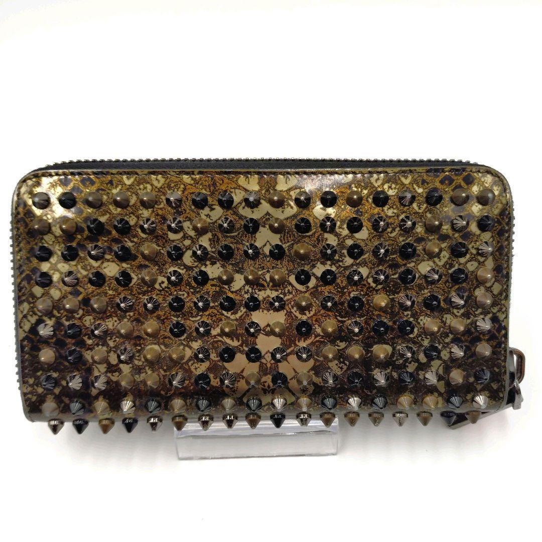 【良品】クリスチャンルブタン 長財布 スタッズ ラウンドファスナー