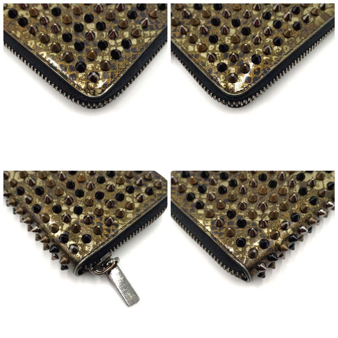 【良品】クリスチャンルブタン 長財布 スタッズ ラウンドファスナー