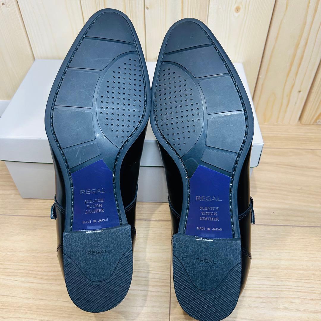 【新品】REGAL 37TR ダブルモンク スクラッチタフレザー 黒 25.5㎝