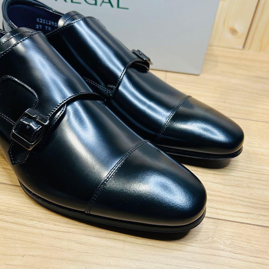 【新品】REGAL 37TR ダブルモンク スクラッチタフレザー 黒 25.5㎝
