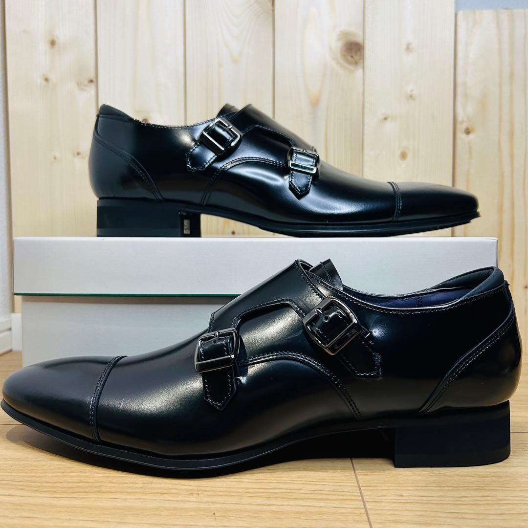 【新品】REGAL 37TR ダブルモンク スクラッチタフレザー 黒 25.5㎝