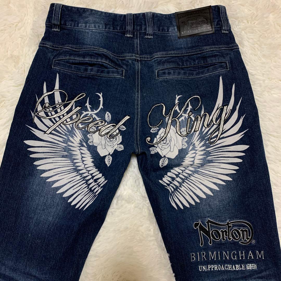 ノートン NORTON ジーンズ ウイングロゴ 刺繍 ストレッチ デニムパンツ