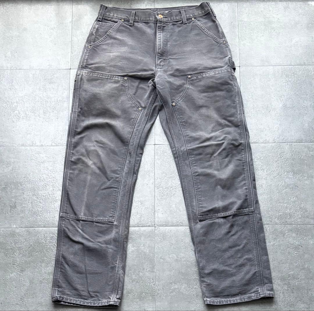 USA製　カーハート　ダブルニーペインターパンツ　グレー　33×34 フェード