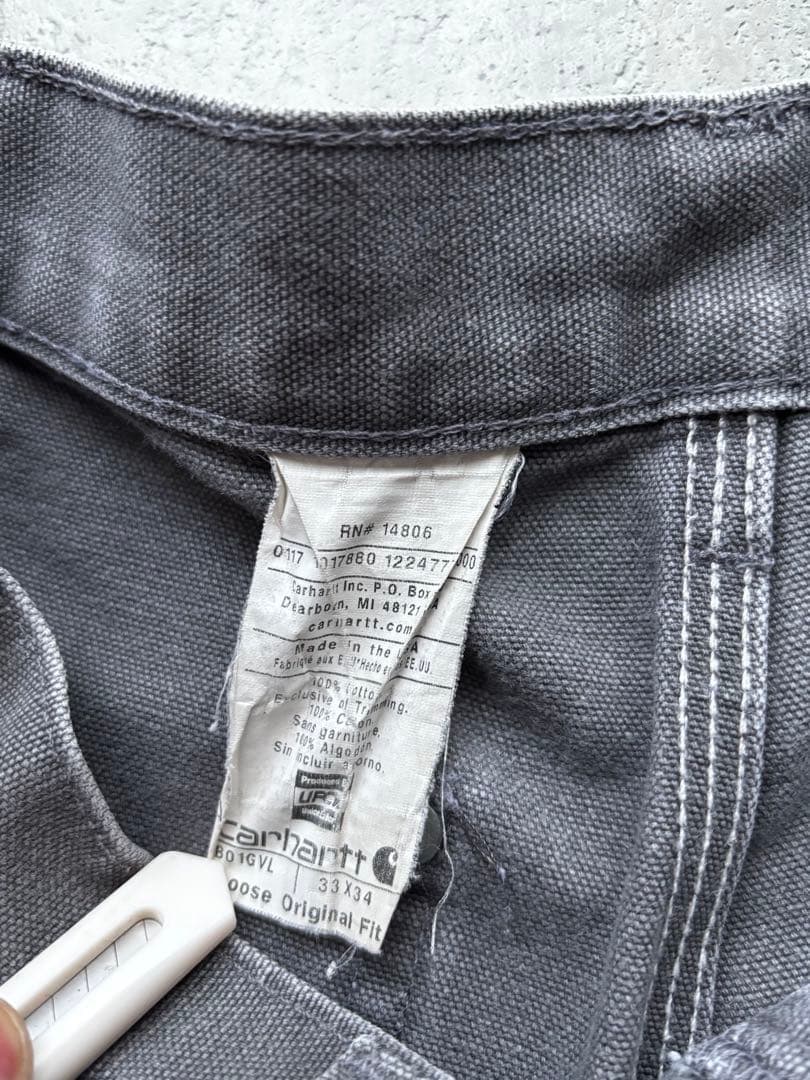 USA製　カーハート　ダブルニーペインターパンツ　グレー　33×34 フェード