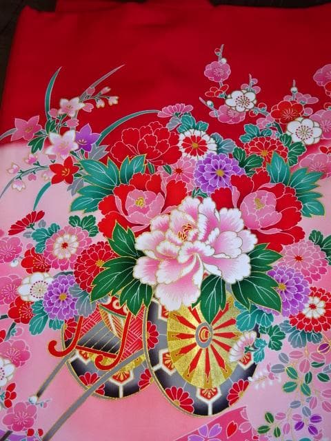 女児　お宮詣り産着一つ身　　花車　熨斗柄