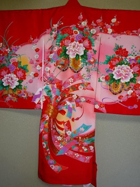 女児　お宮詣り産着一つ身　　花車　熨斗柄