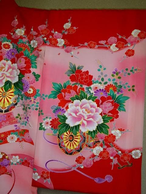 女児　お宮詣り産着一つ身　　花車　熨斗柄