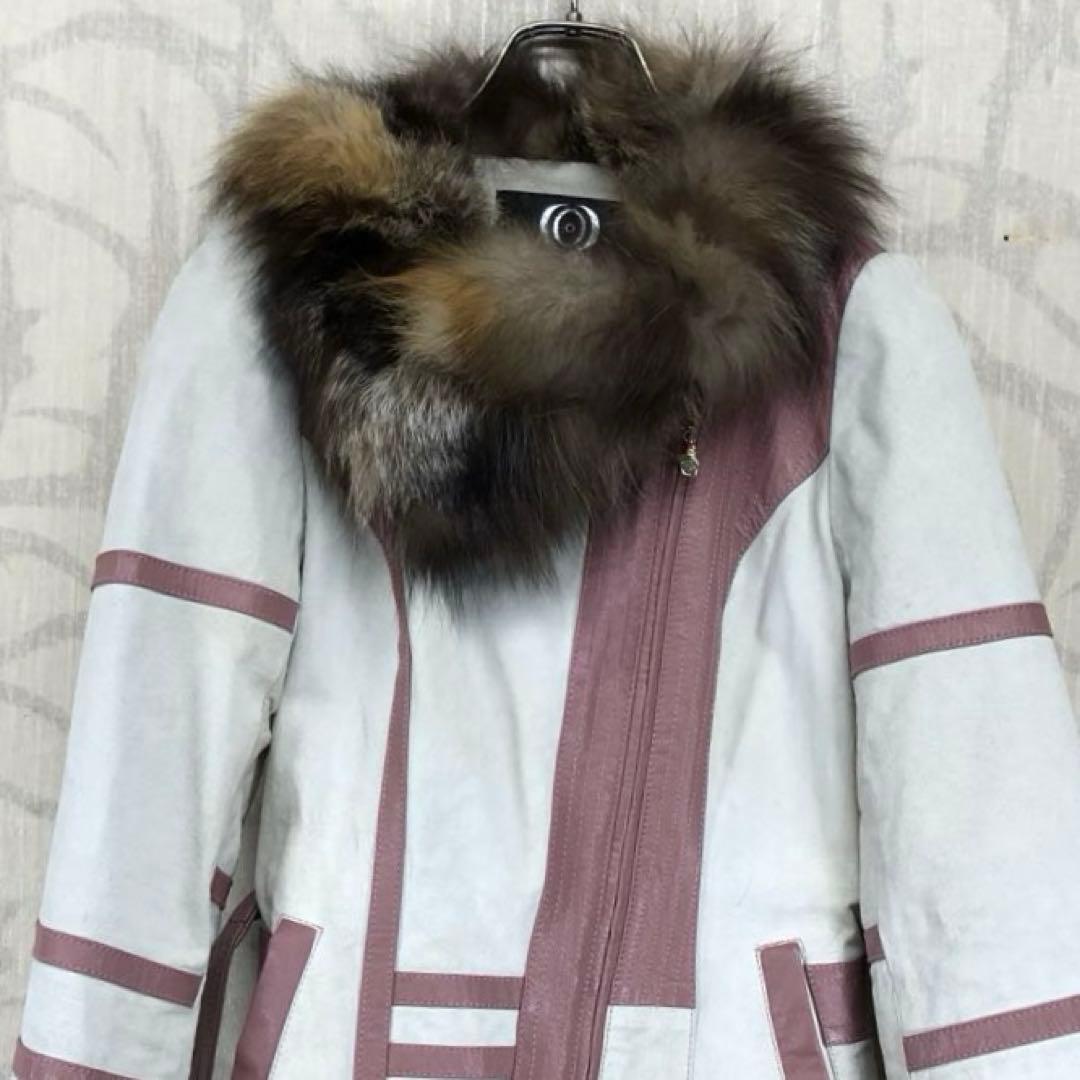 COCON Japan リアルファー付きジャケット　ベルト付き　R