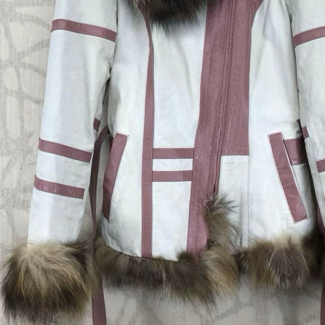 COCON Japan リアルファー付きジャケット　ベルト付き　R