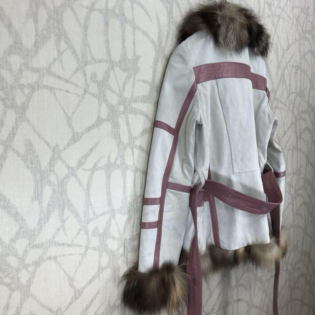 COCON Japan リアルファー付きジャケット　ベルト付き　R