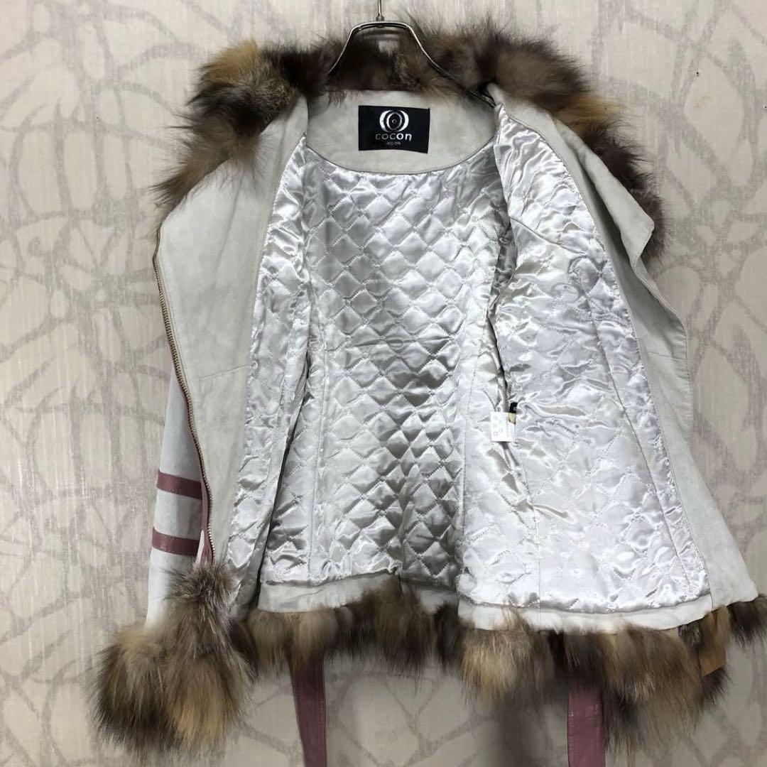 COCON Japan リアルファー付きジャケット　ベルト付き　R