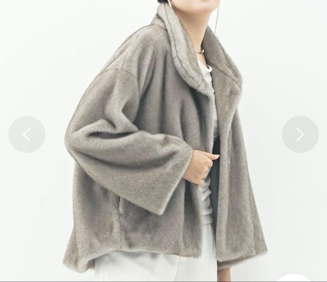 25AW NOLLEY'S sophiフェイクファーショートCT グレーベージュ