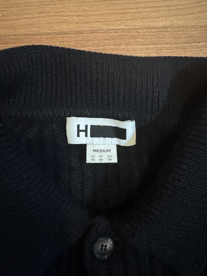 H BEAUTY&YOUTH ウールカシミヤリブ2Bニットポロシャツ OVY M