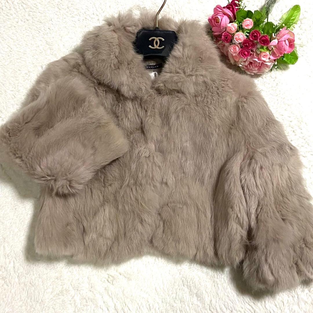 【美品】ラビットファー 毛皮 コート ボリューム◎ サイズM