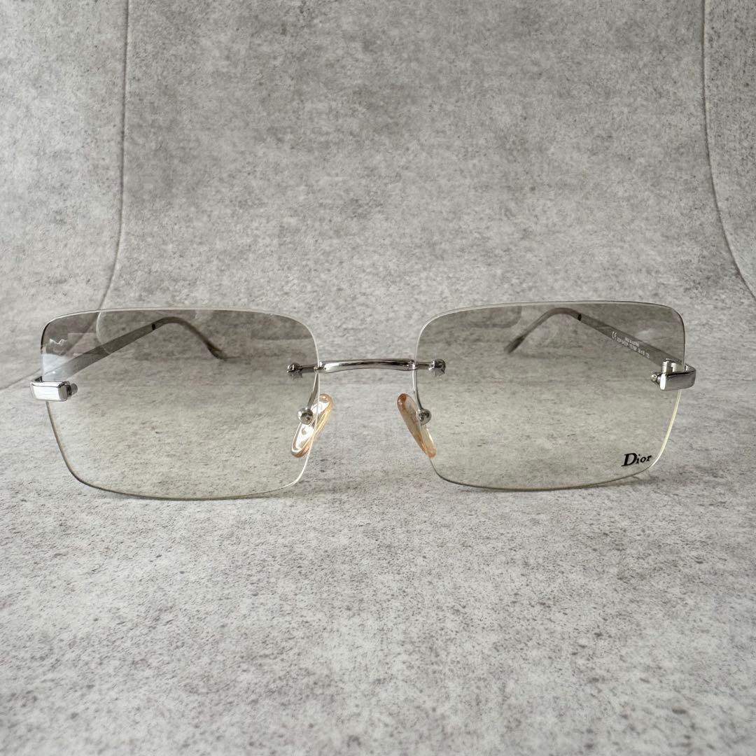 クリスチャンディオール　サングラス　リムレス　ロゴ　シルバー金具　ケース