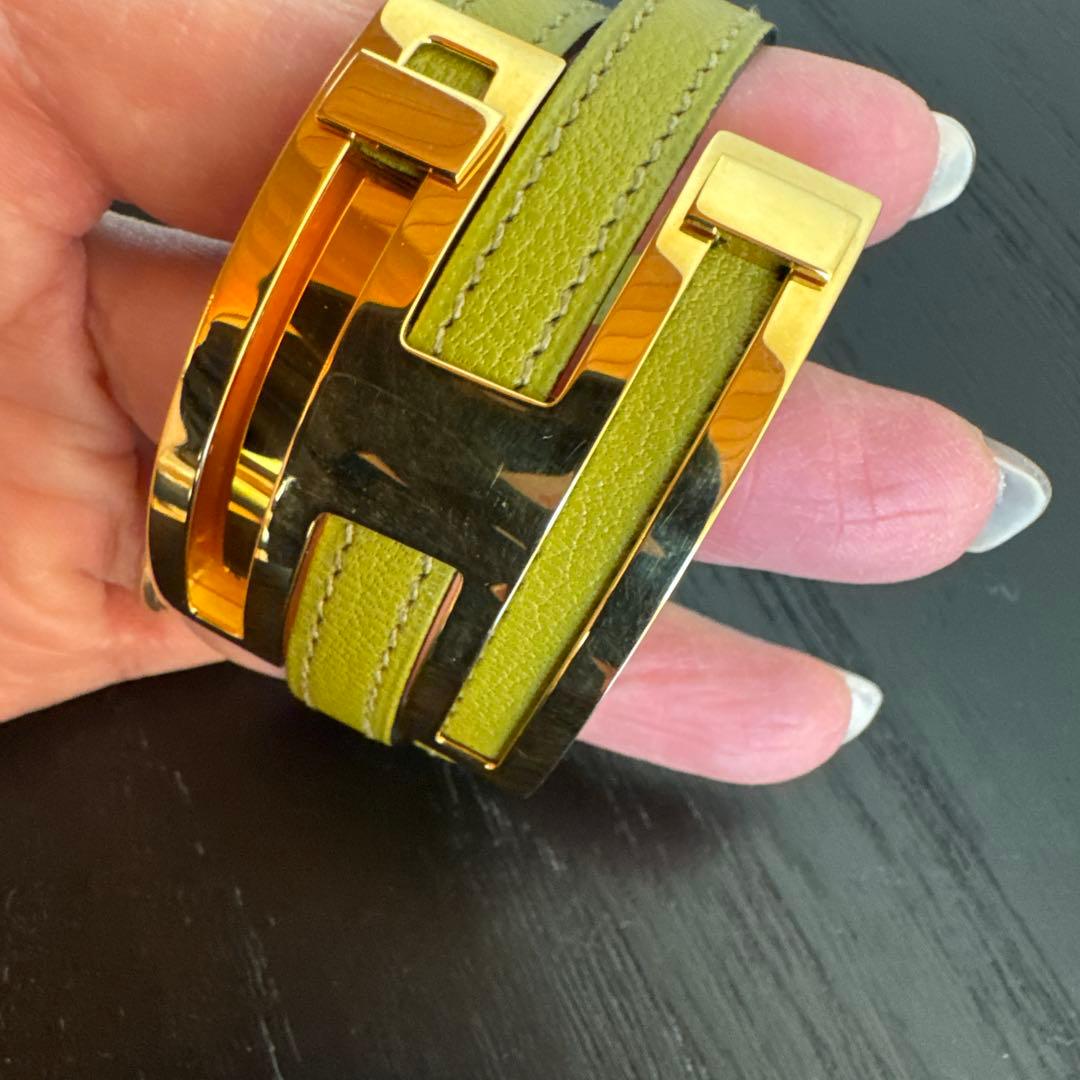 HERMES グリーン・ゴールド バングル