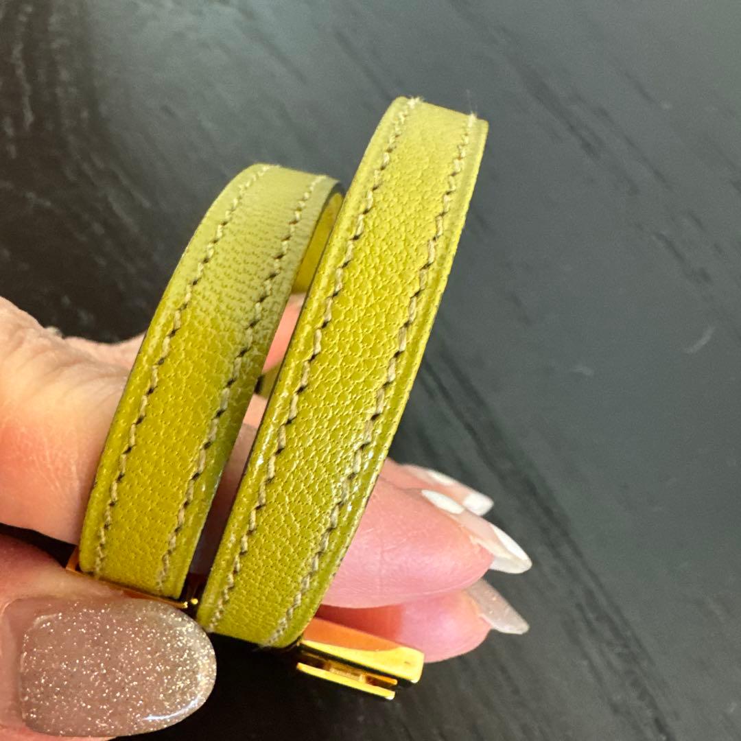 HERMES グリーン・ゴールド バングル