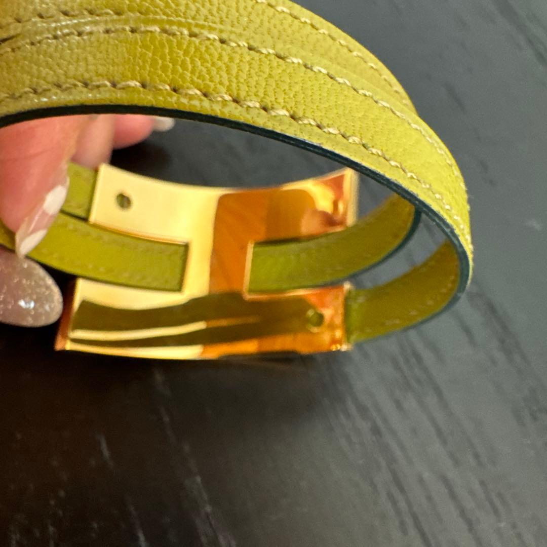 HERMES グリーン・ゴールド バングル