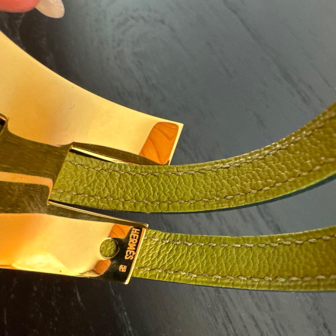 HERMES グリーン・ゴールド バングル