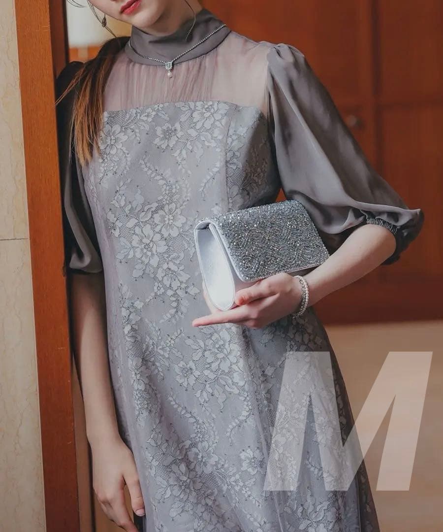 ★新品★ドリードール　フラワーレースパフスリーブドレス　結婚式　パーティー