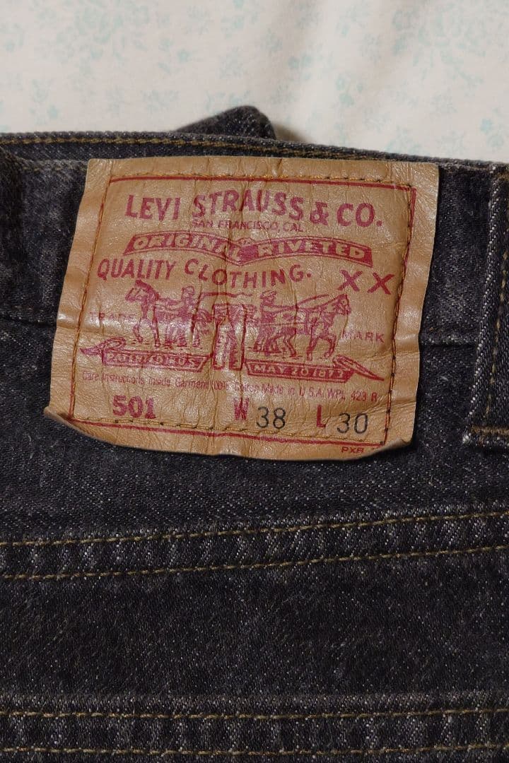 W38L30　極美品　USA製　リーバイス　 501 0658 先染め　ブラック