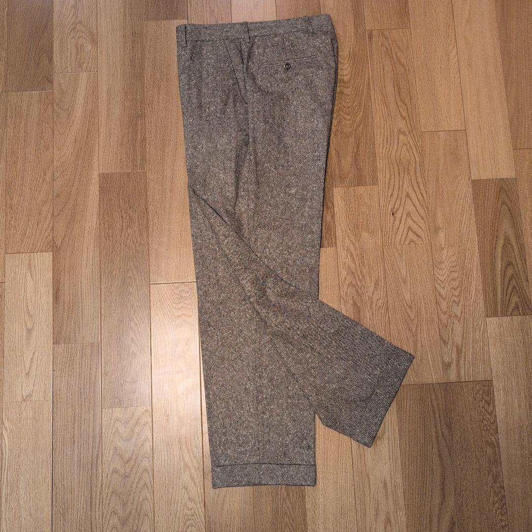 エキュパージュ ツィード調ウール ブラウン スラックスSize50
