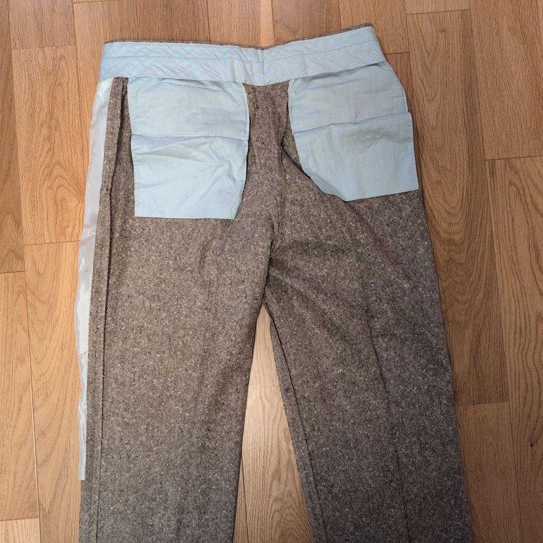 エキュパージュ ツィード調ウール ブラウン スラックスSize50