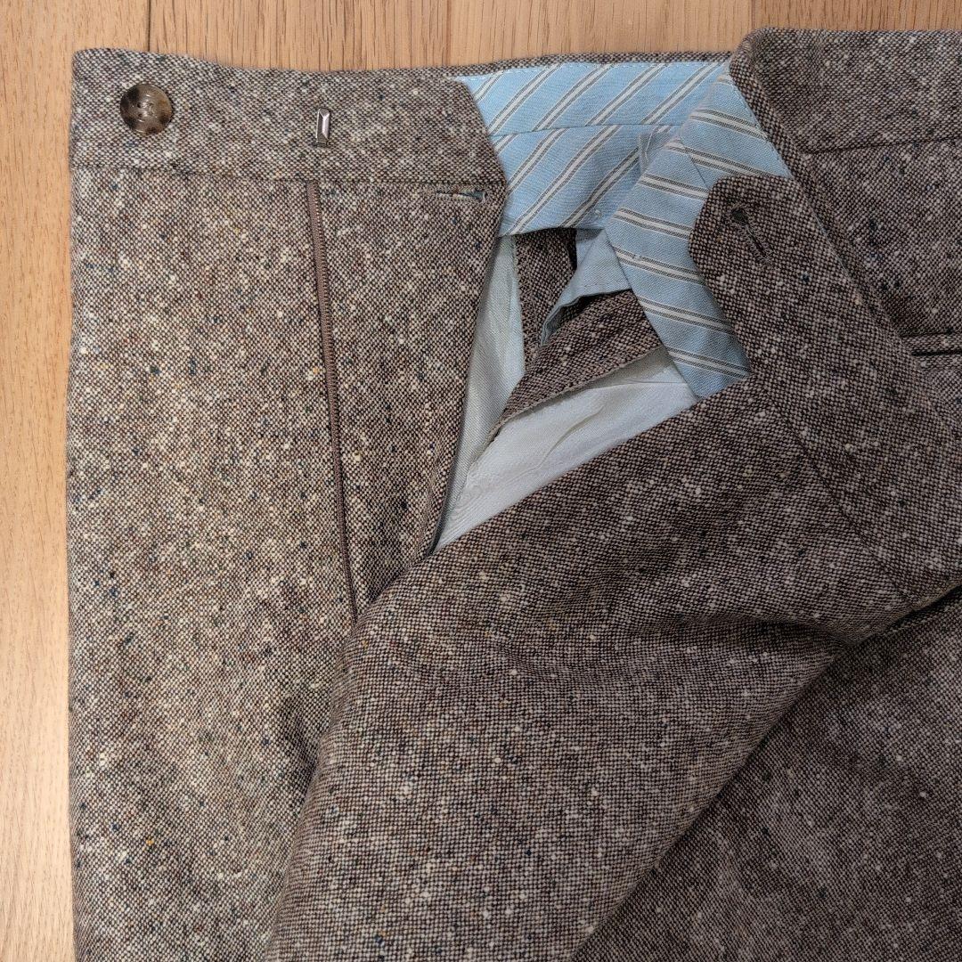 エキュパージュ ツィード調ウール ブラウン スラックスSize50