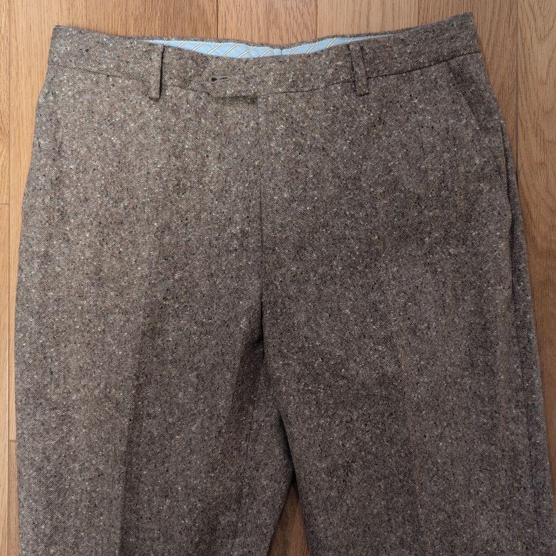 エキュパージュ ツィード調ウール ブラウン スラックスSize50