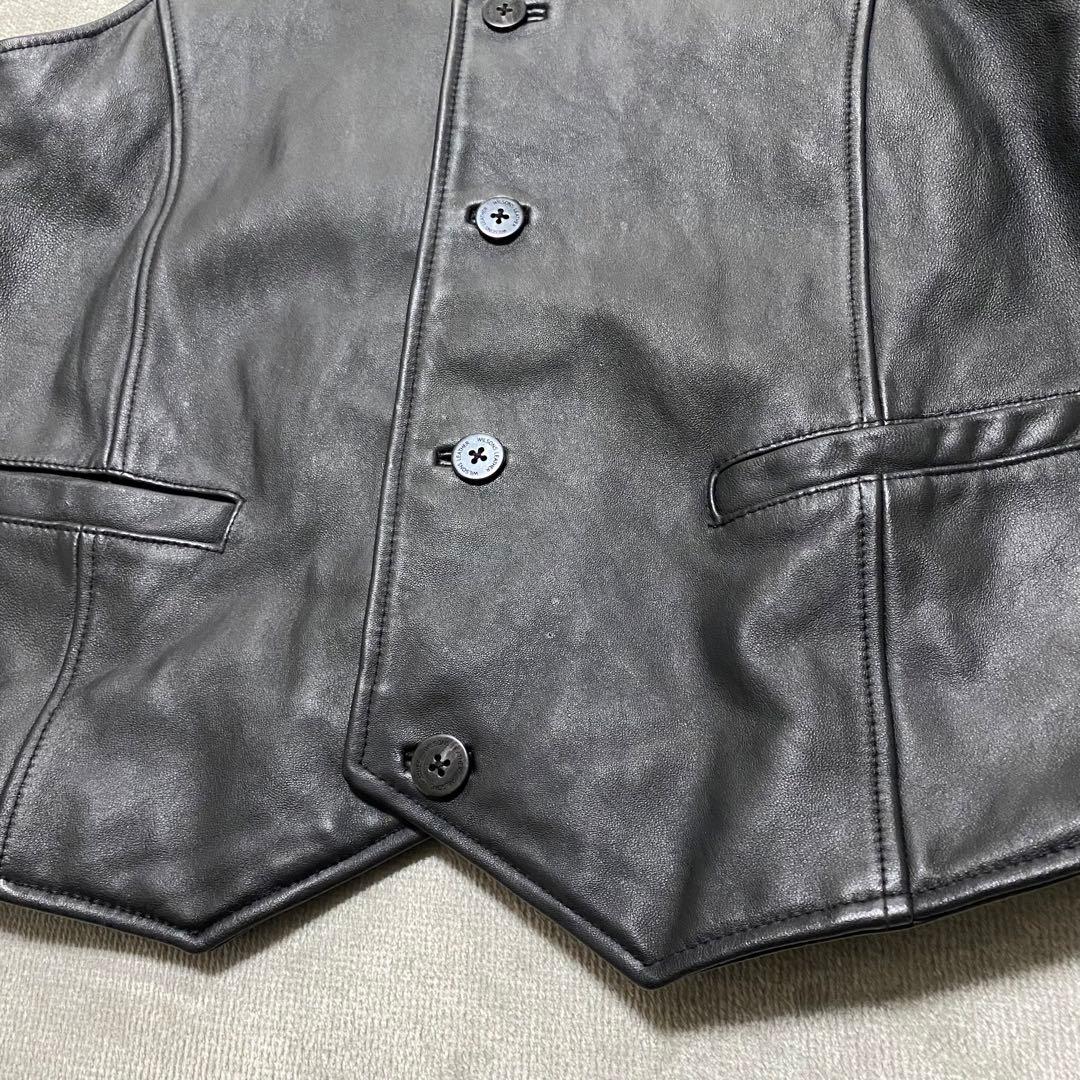 WILSONS LEATHER 本革 レザーベストLブラック シンプル メンズ