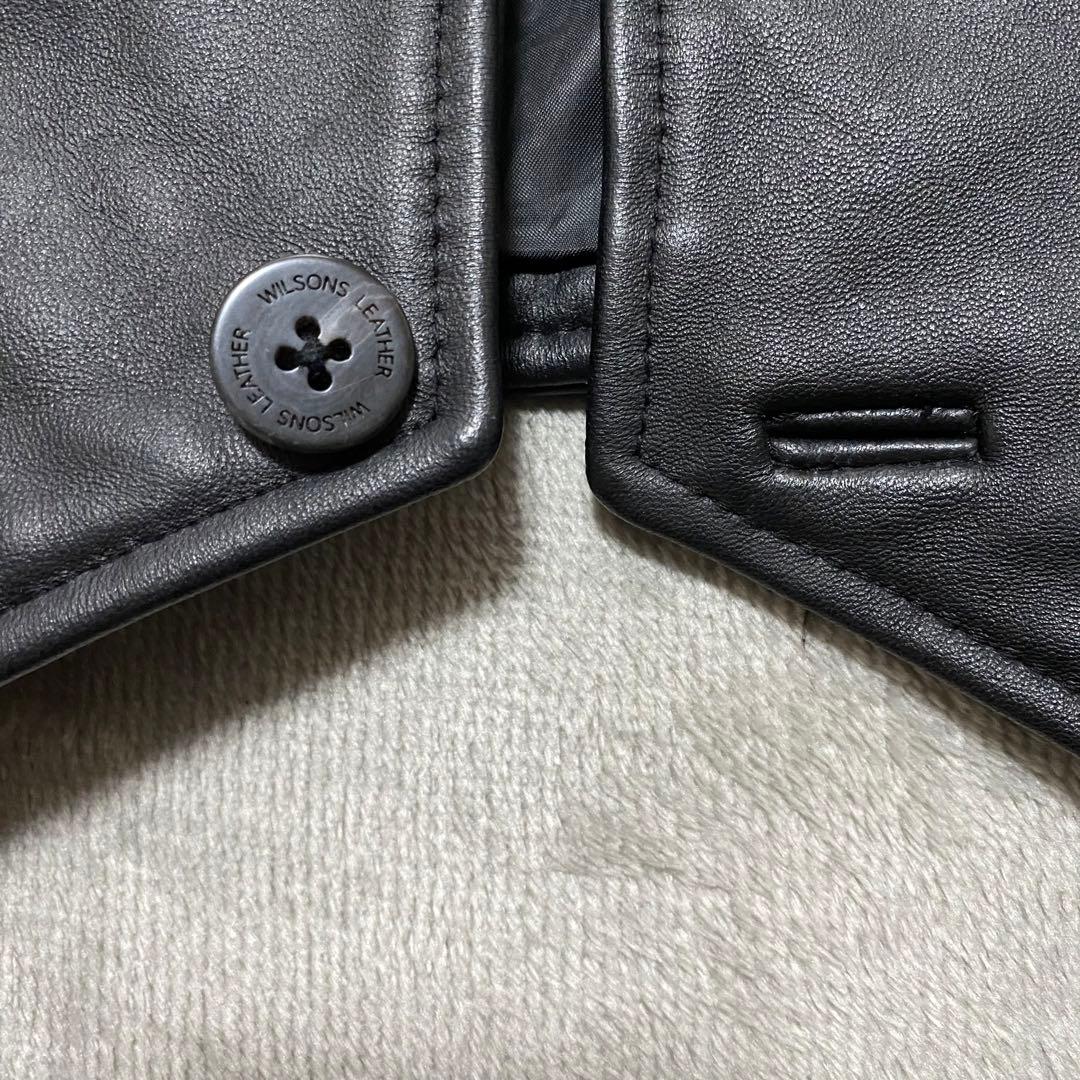 WILSONS LEATHER 本革 レザーベストLブラック シンプル メンズ