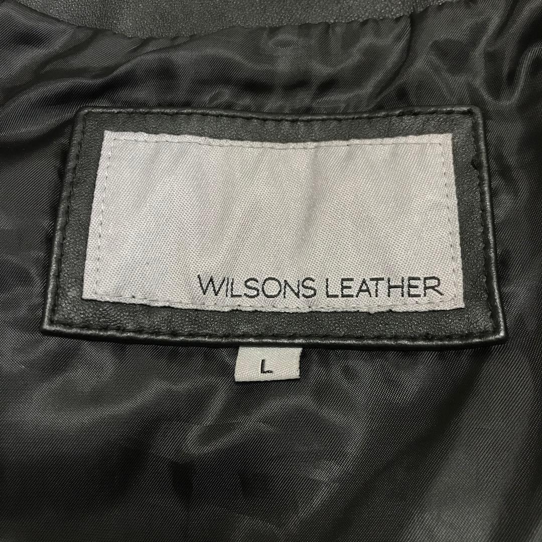 WILSONS LEATHER 本革 レザーベストLブラック シンプル メンズ