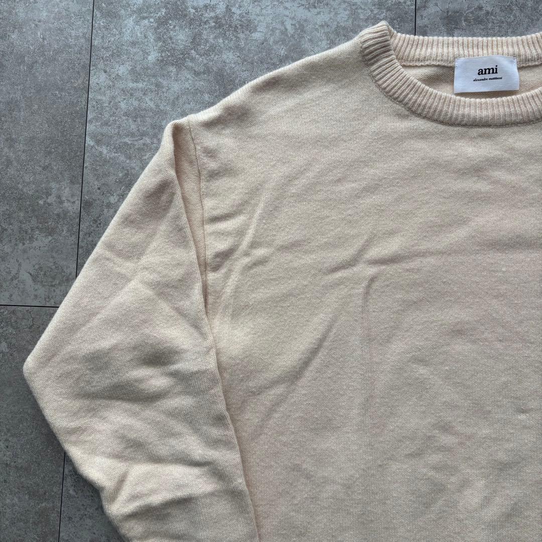 【美品】Ami Paris アミパリス ニット セーター ハートロゴ　アイボリー