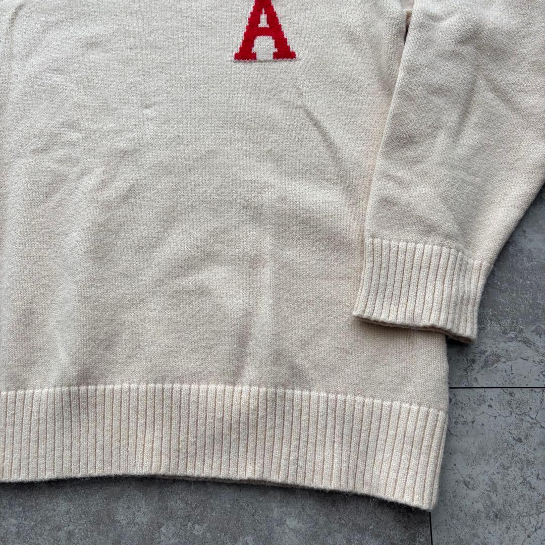 【美品】Ami Paris アミパリス ニット セーター ハートロゴ　アイボリー