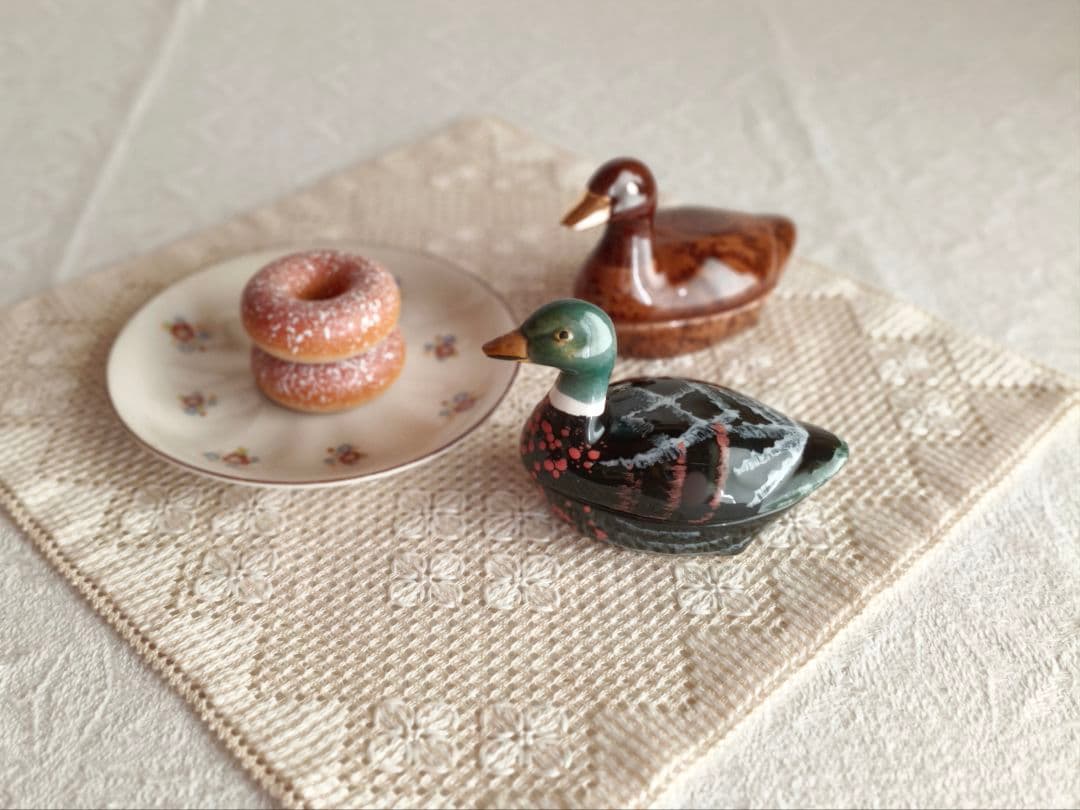 【まーちゃんさま】vintage pot ❀ みどりの鳥 miniテリーヌポット