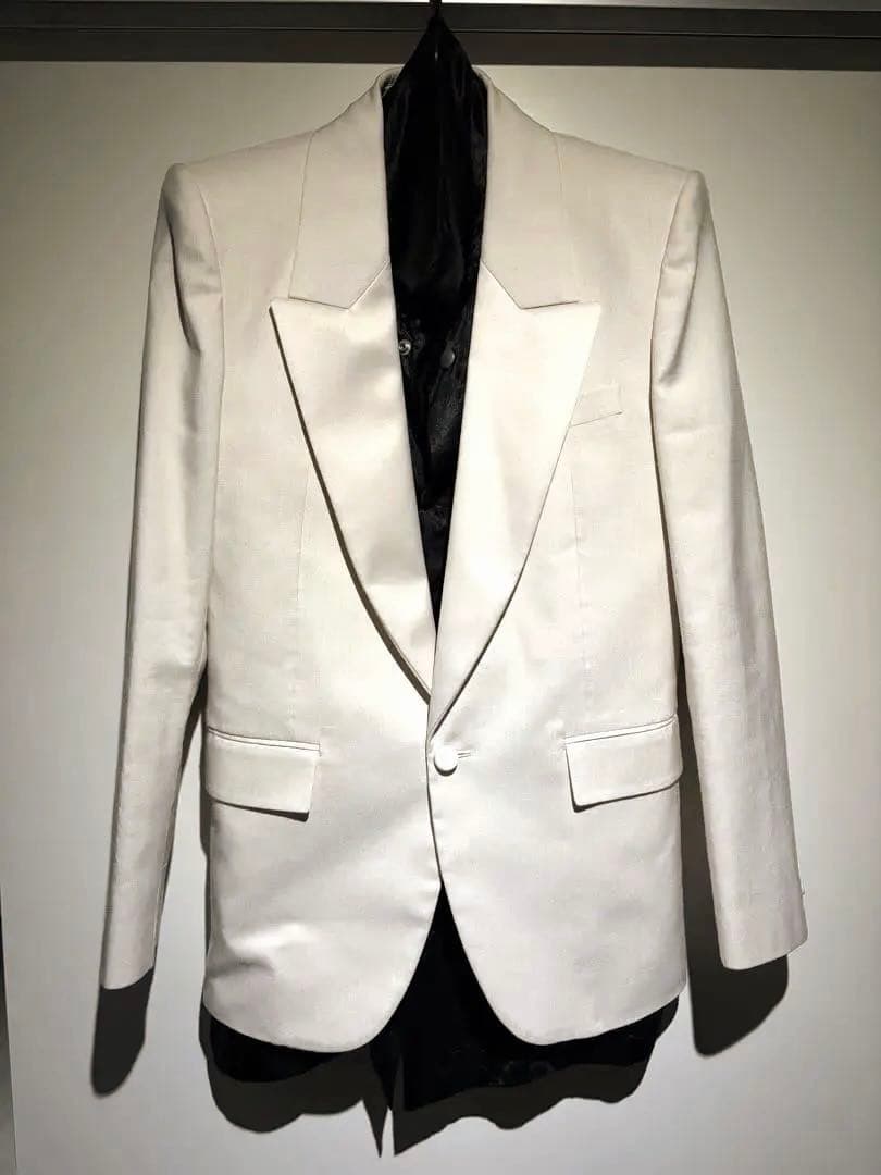 サンローラン シルクホワイト テーラードジャケット