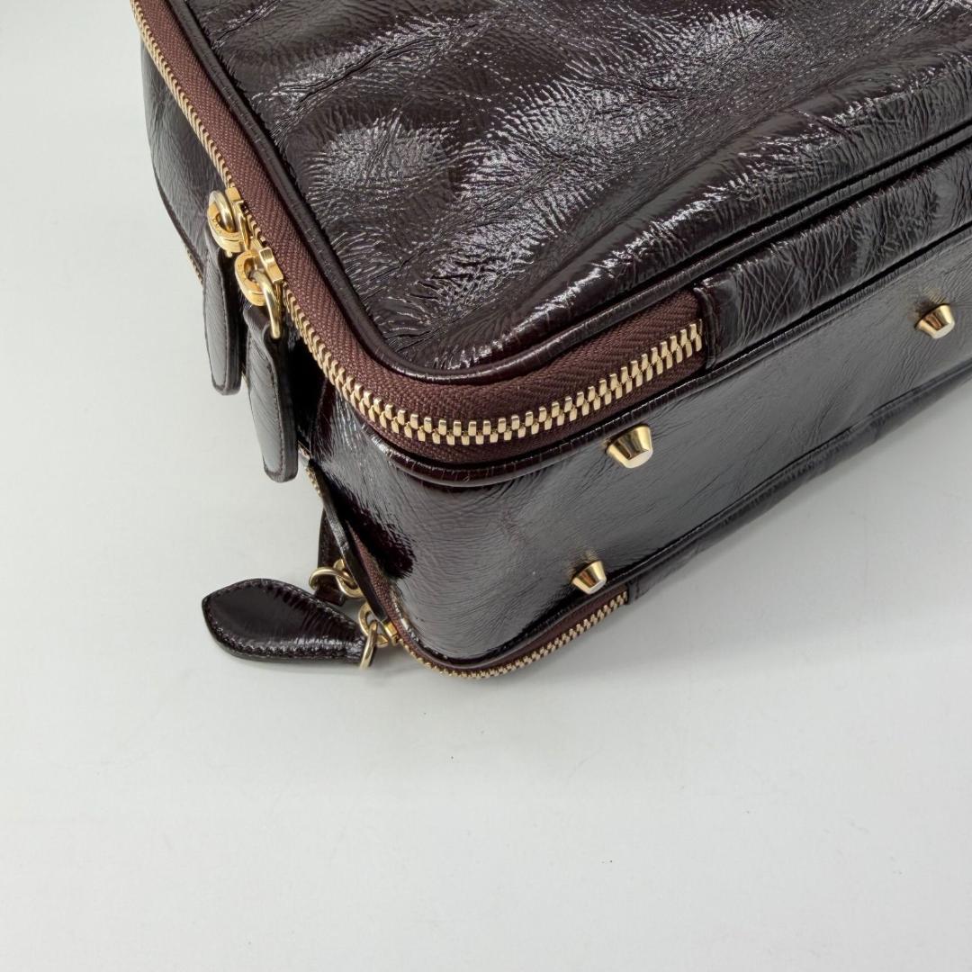 17669✨モラビト ビジュー パテントレザー ハンドバッグ ミニボストンバッグ