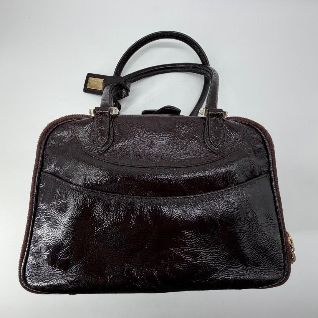 17669✨モラビト ビジュー パテントレザー ハンドバッグ ミニボストンバッグ