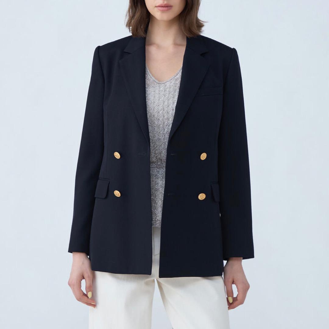 未使用 MACPHEE ビンテージギャバジン ダブルブレストジャケット 34 紺