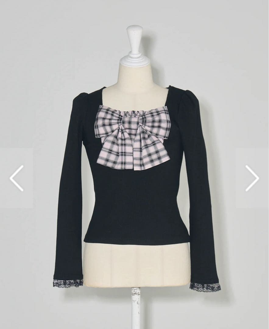 pium チェックリボンカットソー シャーリングティアードチェックスカート